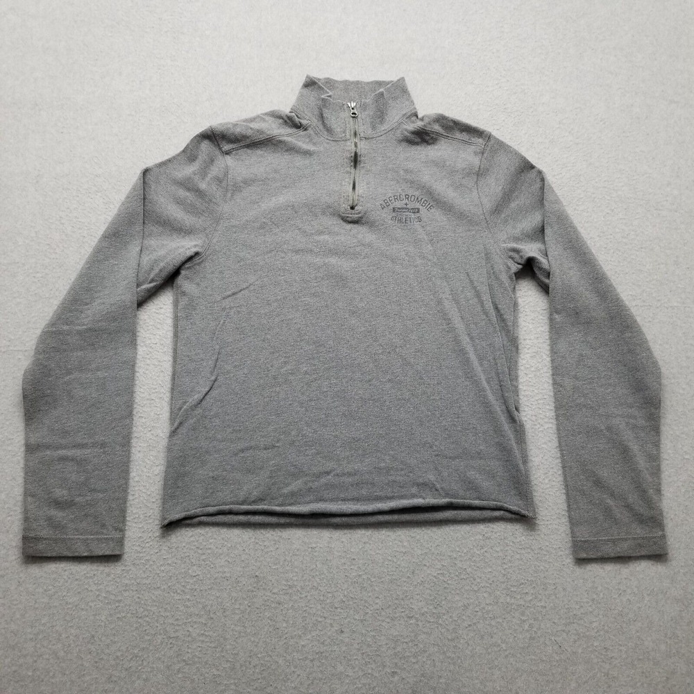 Abercrombie & Fitch Sweater‎ Mens Large Gray Pullover Mock Neck Zip Casual Boxy